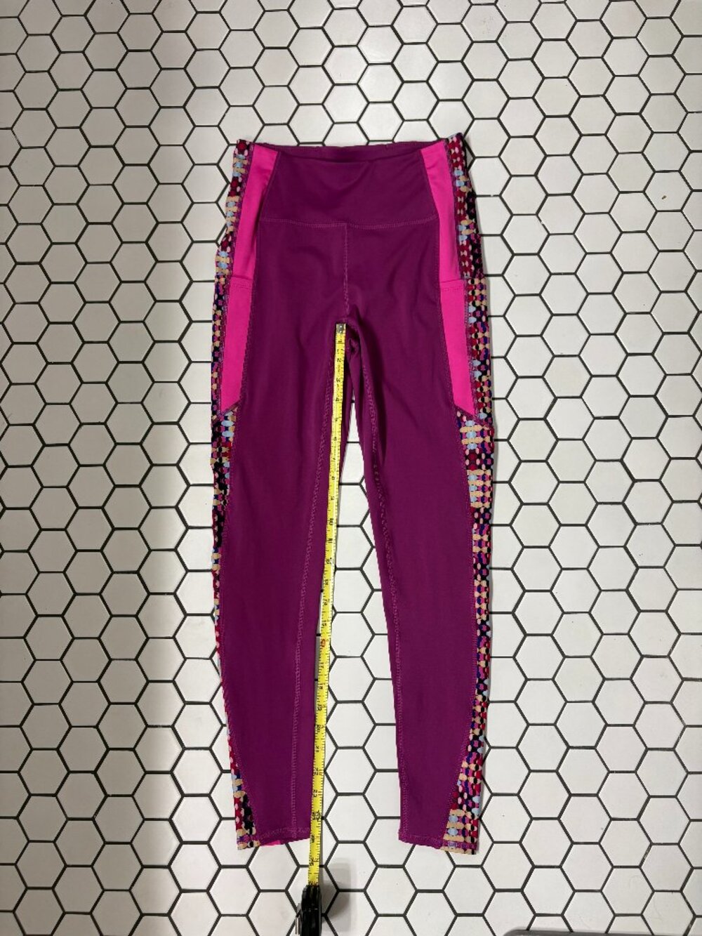 Free People Movement Illusion Geo Combo High Rise 7/8 Leggings S Purple